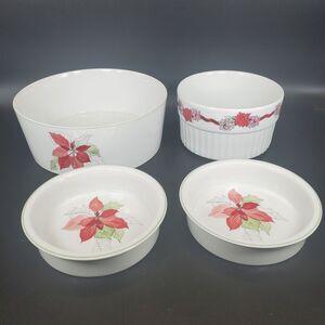 Vintage Block Spal Portugal Poinsettia Serving Bowl Dip Set Mary Goertzen
